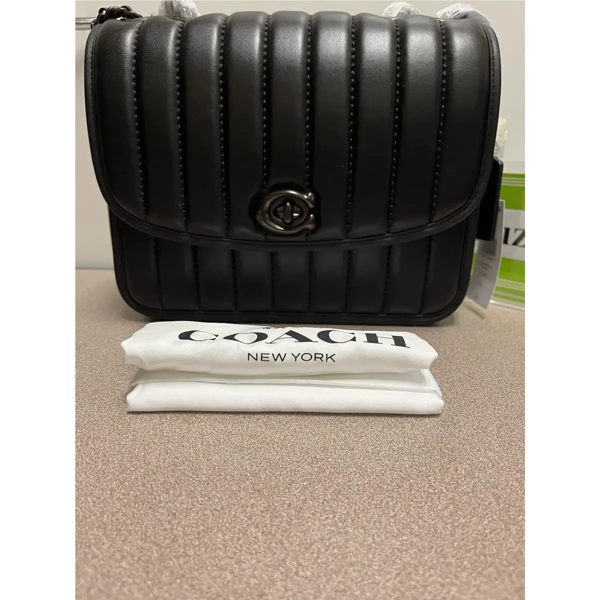 Coach Madison Quilted Leather Medium Pewter Black Shoulder Bag 4684