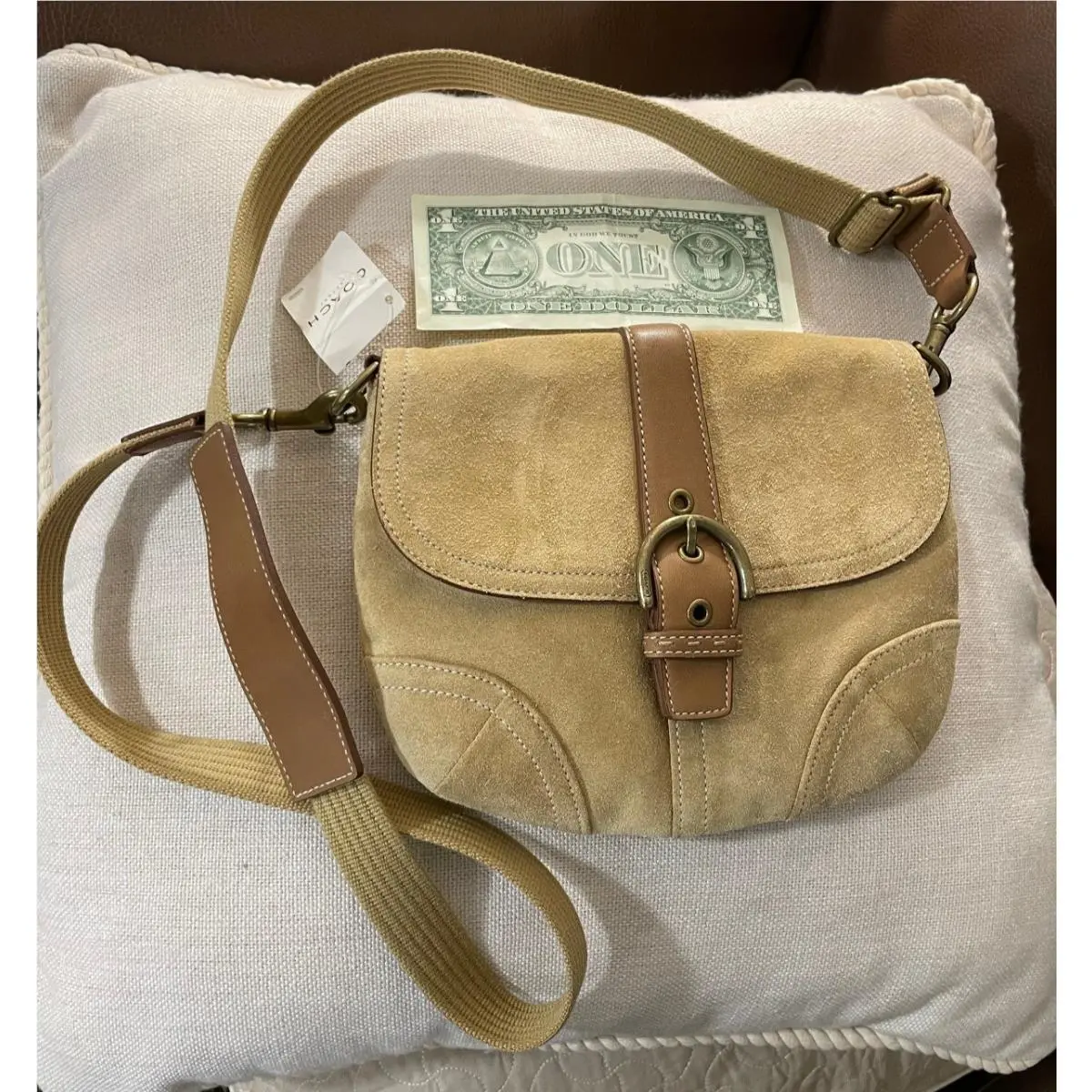 Coach Bag Suede Leather Cross Body Shoulder Bag E043-4743
