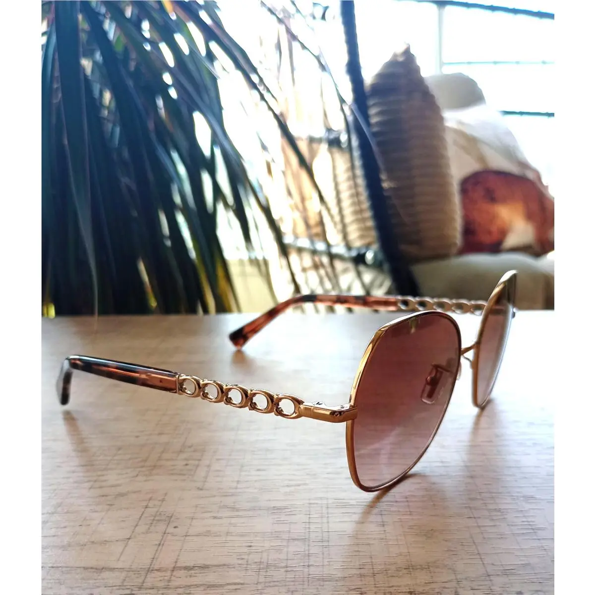Coach HC7112 Shiny Rose Gold/brown Gradient Womens Butterfly Sunglasses 56mm