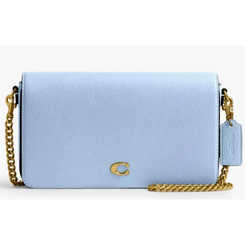Coach Mila Crossbody Bag Wallet CA001 In Bluebell Leather Sig Canvas Brass