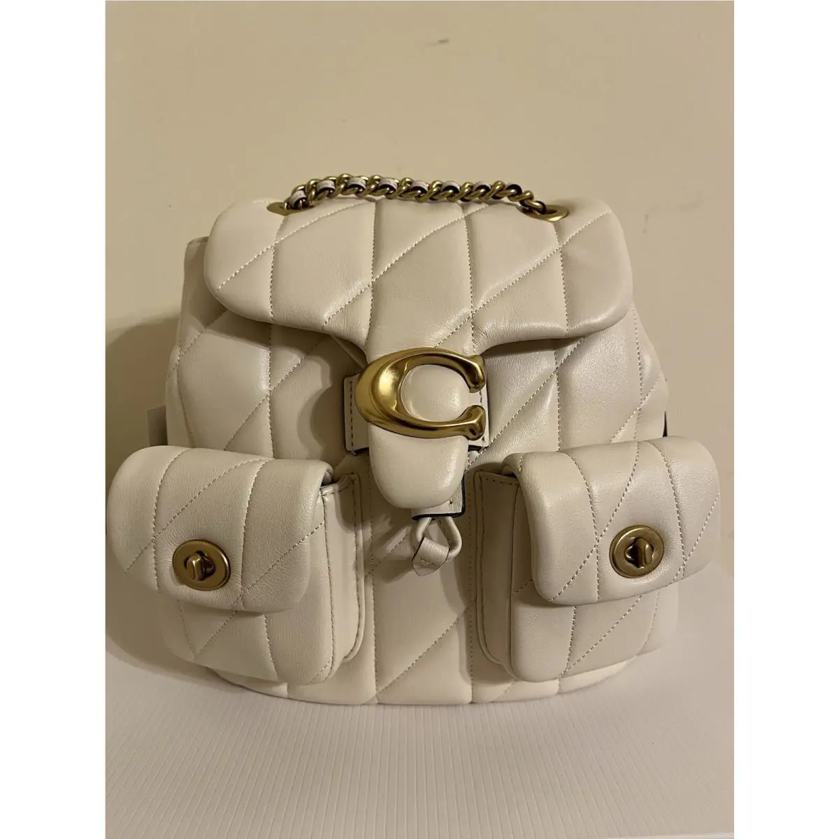 Coach Tabby Backpack Chalk Pillow Quilting Nappa Leather CU076