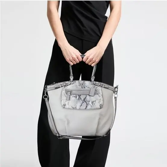 Coach Madison Embossed Python Leather Lindsey Shoulder Bag Satchel Purse