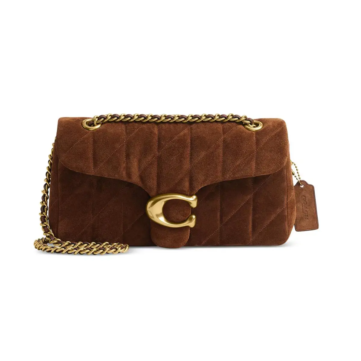Coach Suede Tabby Shoulder Bag 26 with Quilting Brass/warm Brown