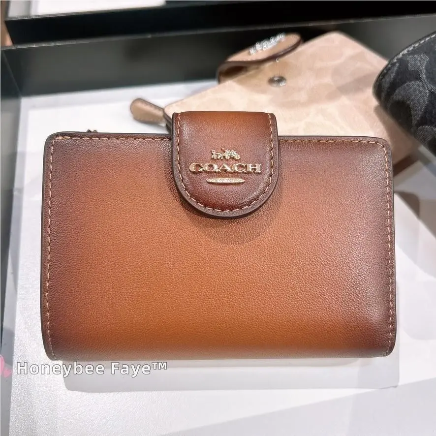 Coach Medium Corner Zip Wallet CEC27 Gold/redwood