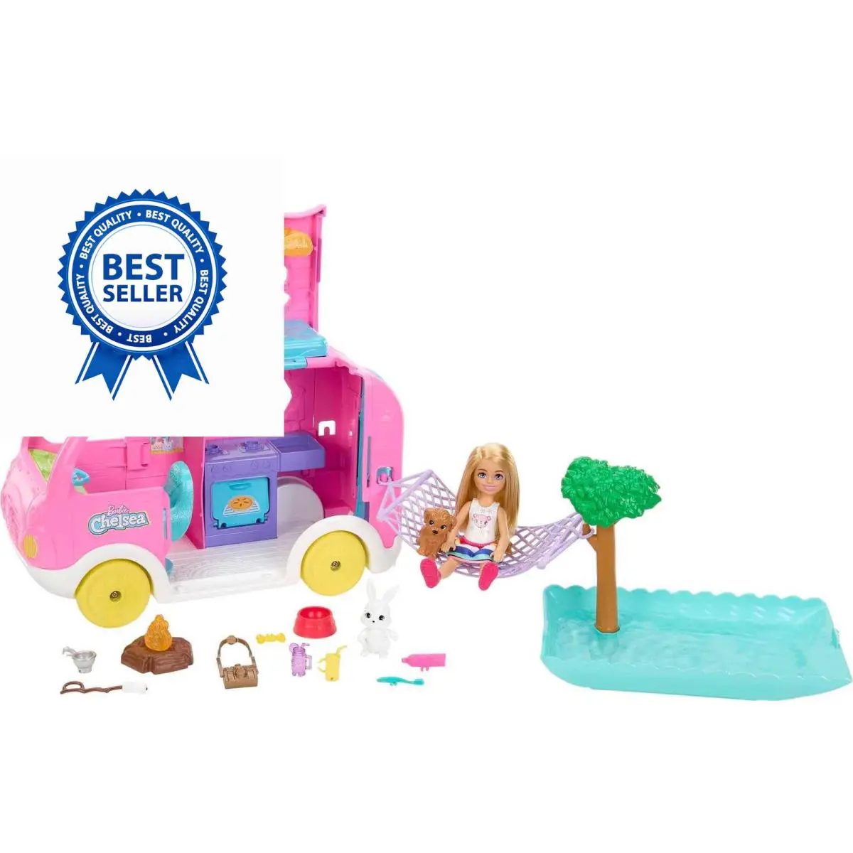 Barbie Camper Chelsea 2-in-1 Playset with Small Doll 2 1-pack Multicolor