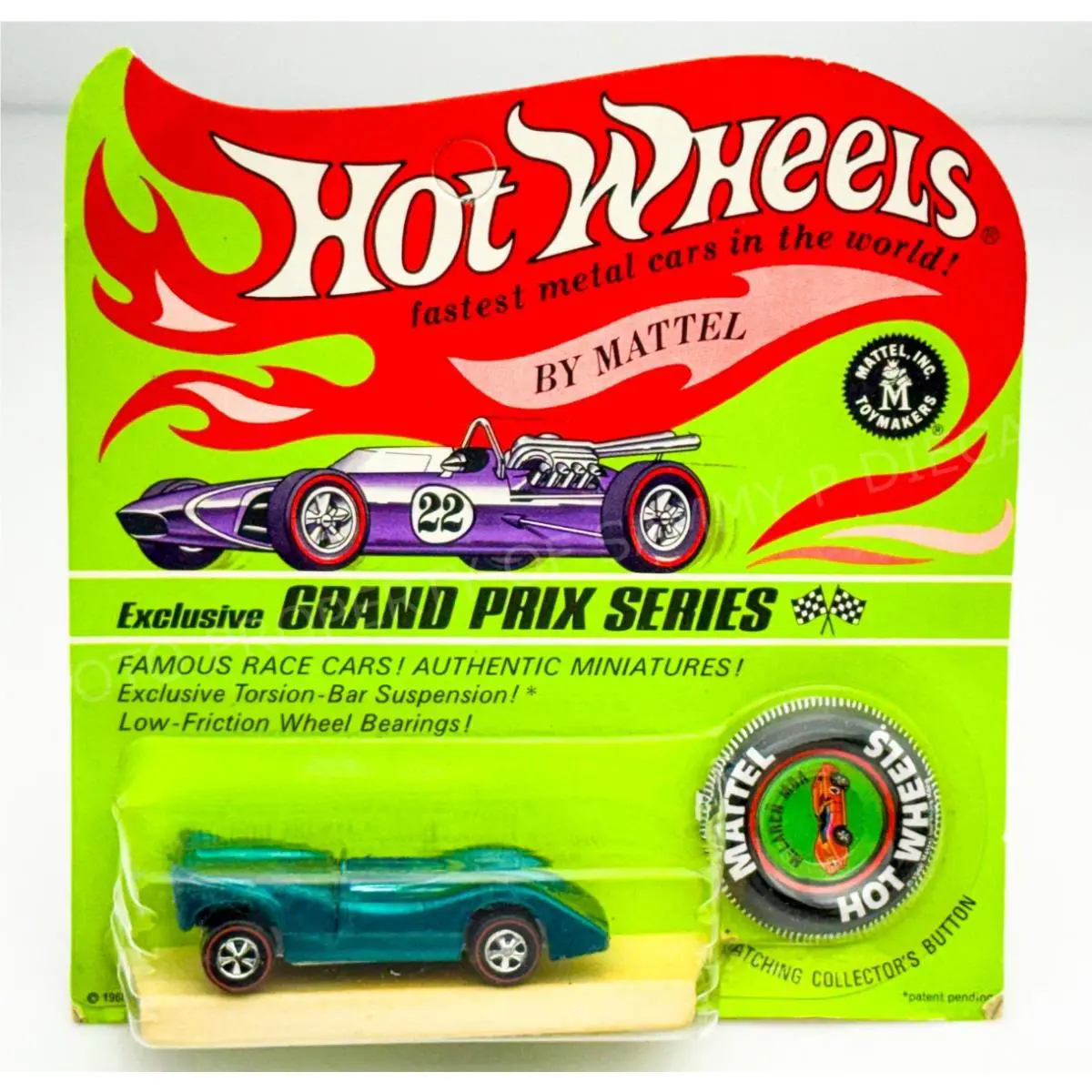 Hot Wheels Redline Mclaren M6A Aqua HK Black Interior in Blisterpack