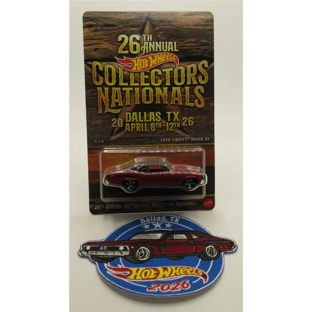 Hot Wheels 26th Nationals/convention 1970 Chevy Nova SS + Matching Patch Red
