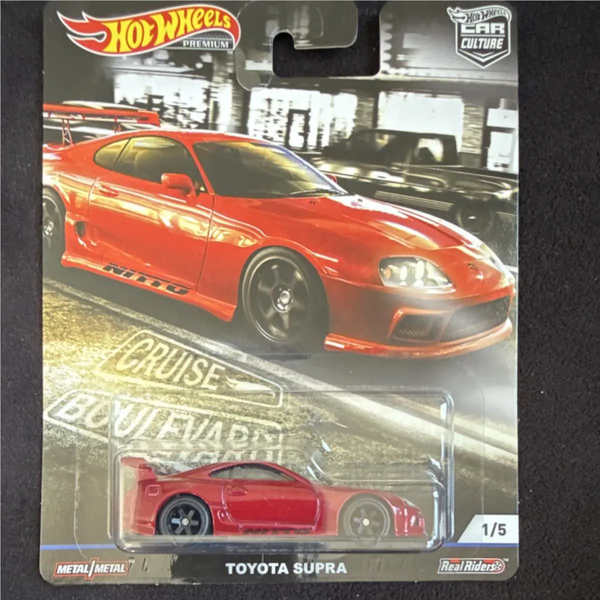 Hot Wheels Premium Real Riders Toyota Supra Cruise Boulevard Red 1:64