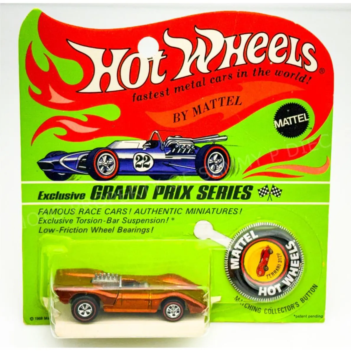 Hot Wheels Redline Ferrari 312 Rare Orange US Black Interior Blisterpack