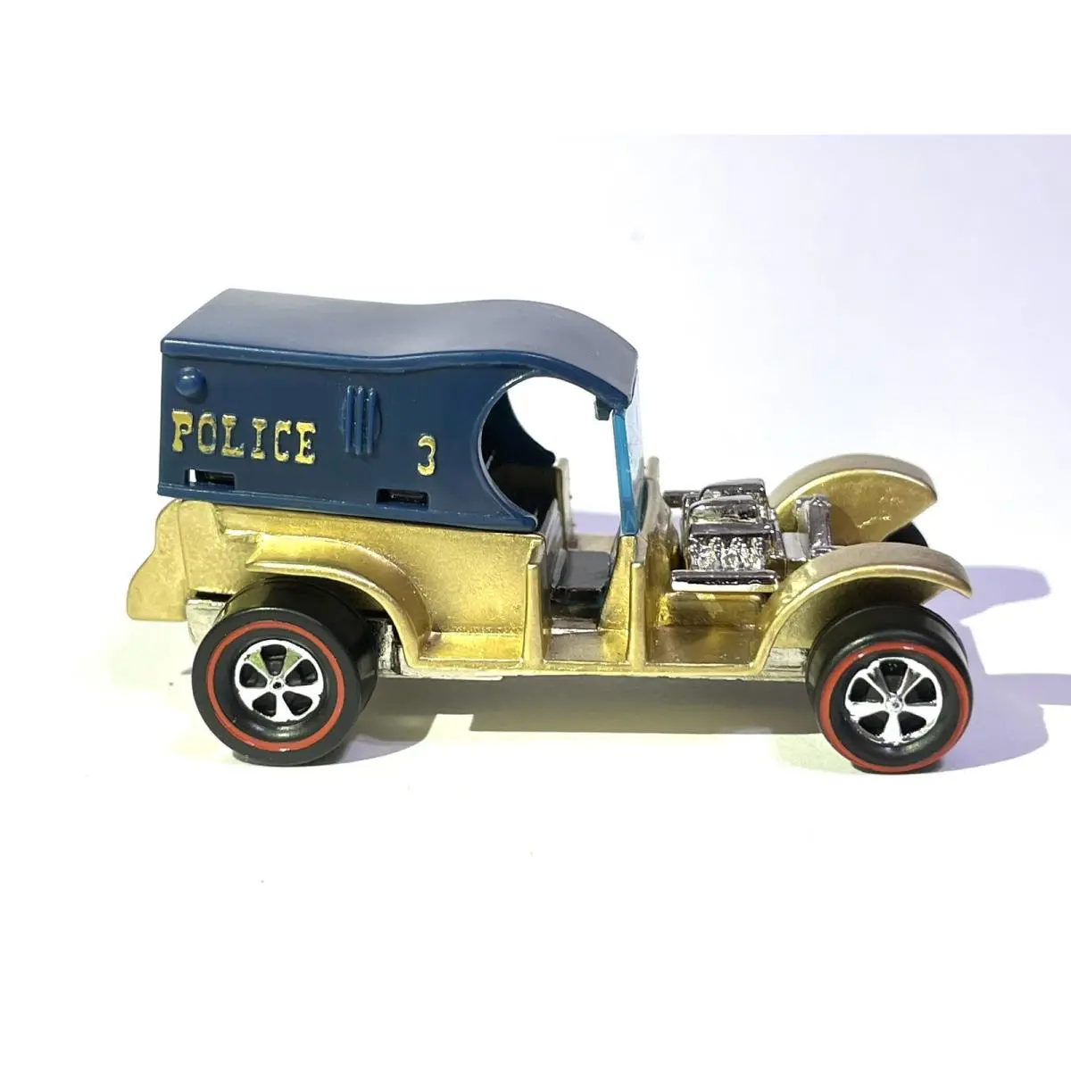 ⭐ 1994 Custom Made Gold Paint Hot Wheels 1969 Police 3 Paddy Wagon Redline