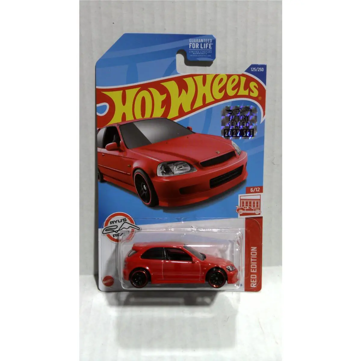 Hot Wheels 2022 Red Edition `99 Honda Civic Type R EK9