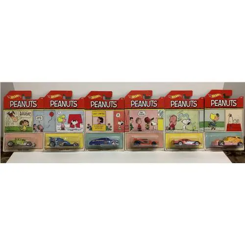 Hot Wheels - Peanuts - Complete Full Set Of 6 In Protectors