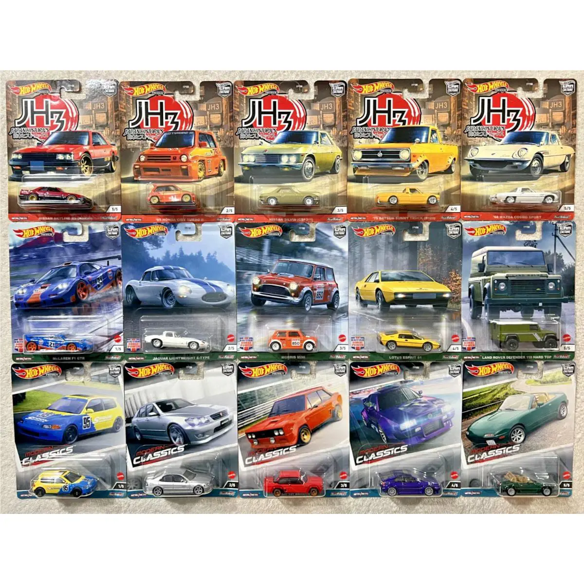 Hot Wheels Japan Historics 3 Modern Classics British Horsepower Sets OF 5