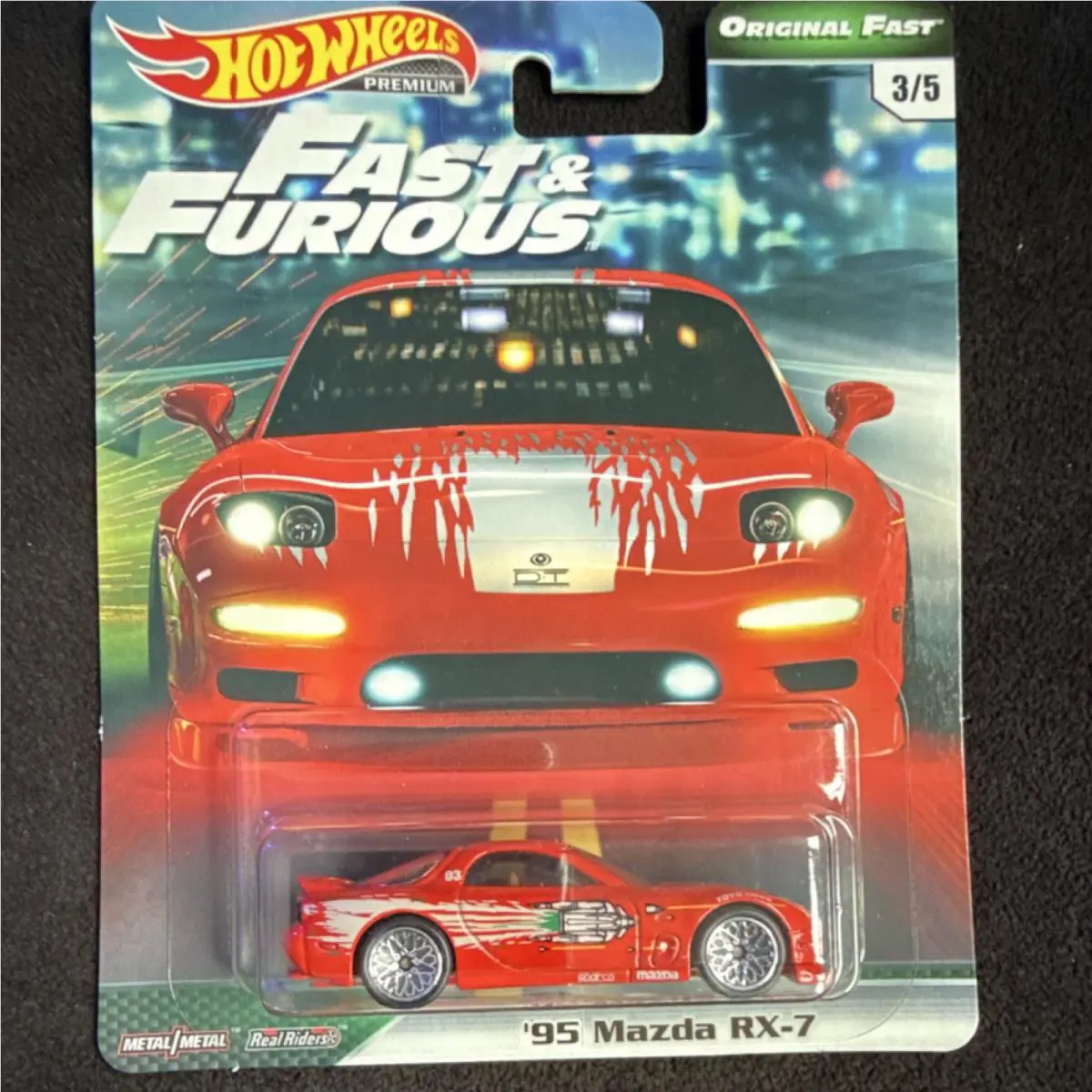 Hot Wheels Premium Real Riders Mazda RX-7 Fast Furious Red 1:64 Diecast Car