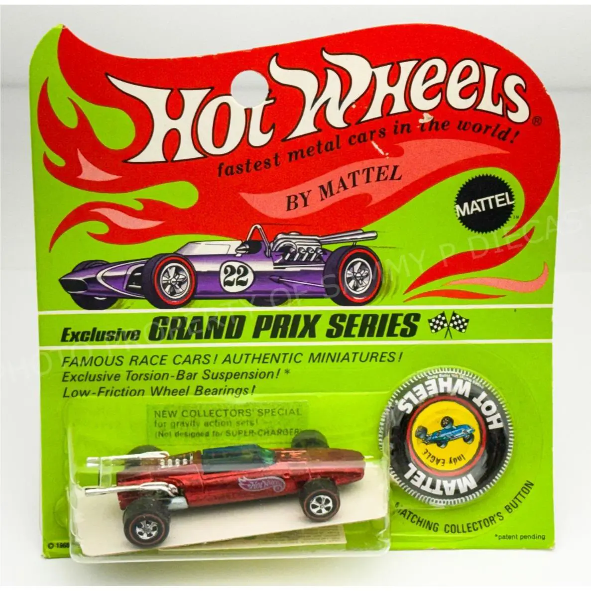 Hot Wheels Redline Indy Eagle Tough Red Black Base Car in Blisterpack
