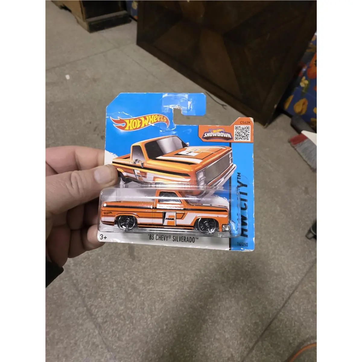 2015 Hot Wheels Short Card ‘83 Chevy Silverado - Orange Fram Rare