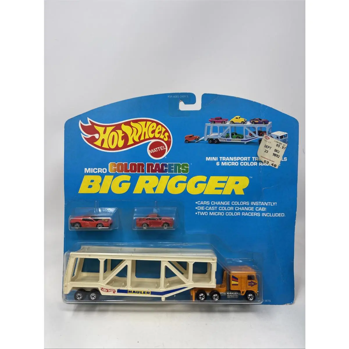 Hot Wheels Micro Color Racers Big Rigger 3989 Orange Rig Ferrari Micro