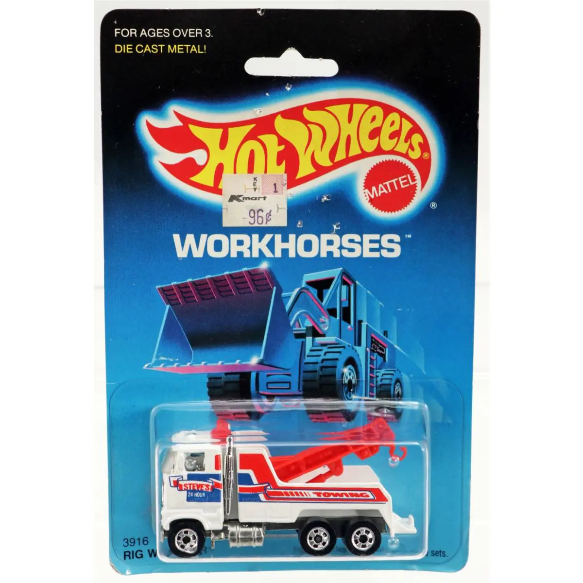 Vintage Hot Wheels Rig Wrecker Workhorses Series - 3916 Nrfp 1986 White 1:64