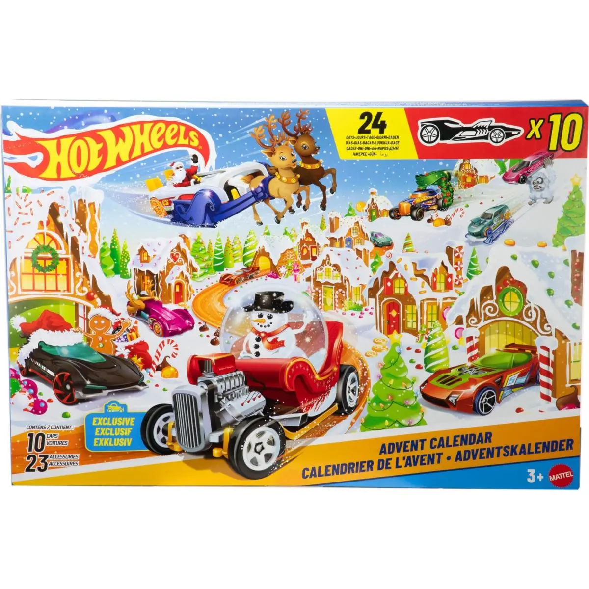 Toy Cars Playset 2025 Advent Calendar with 10 Vehicles in 1:64 Scale 10 Orna