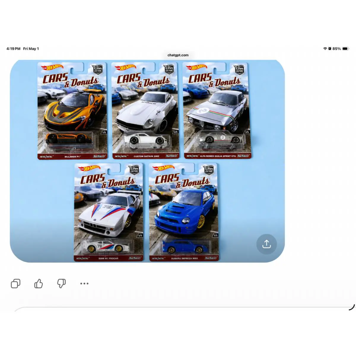 Hot Wheels Car Culture Cars and Donuts Set of 5