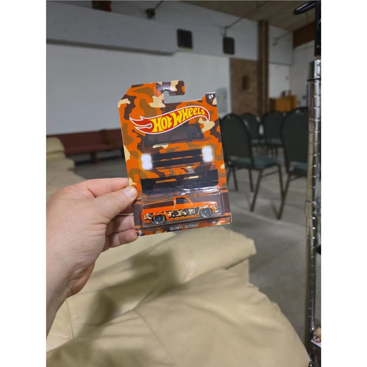 2017 Hot Wheels `83 Chevy Silverado Camo Orange Camouflage Truck