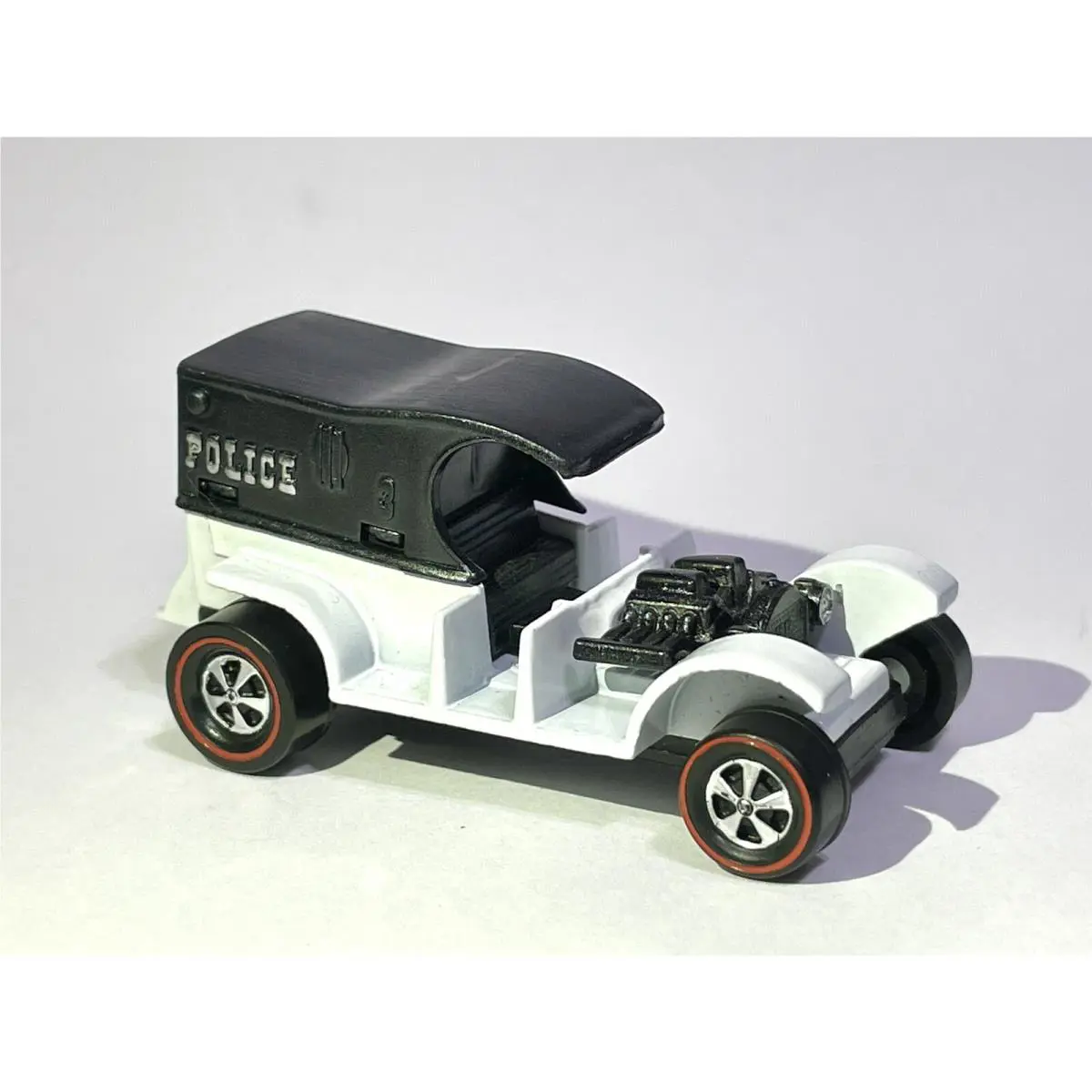 ⭐ Custom Made White/black Hot Wheels 1969 Police 3 Paddy Wagon Wow Redline