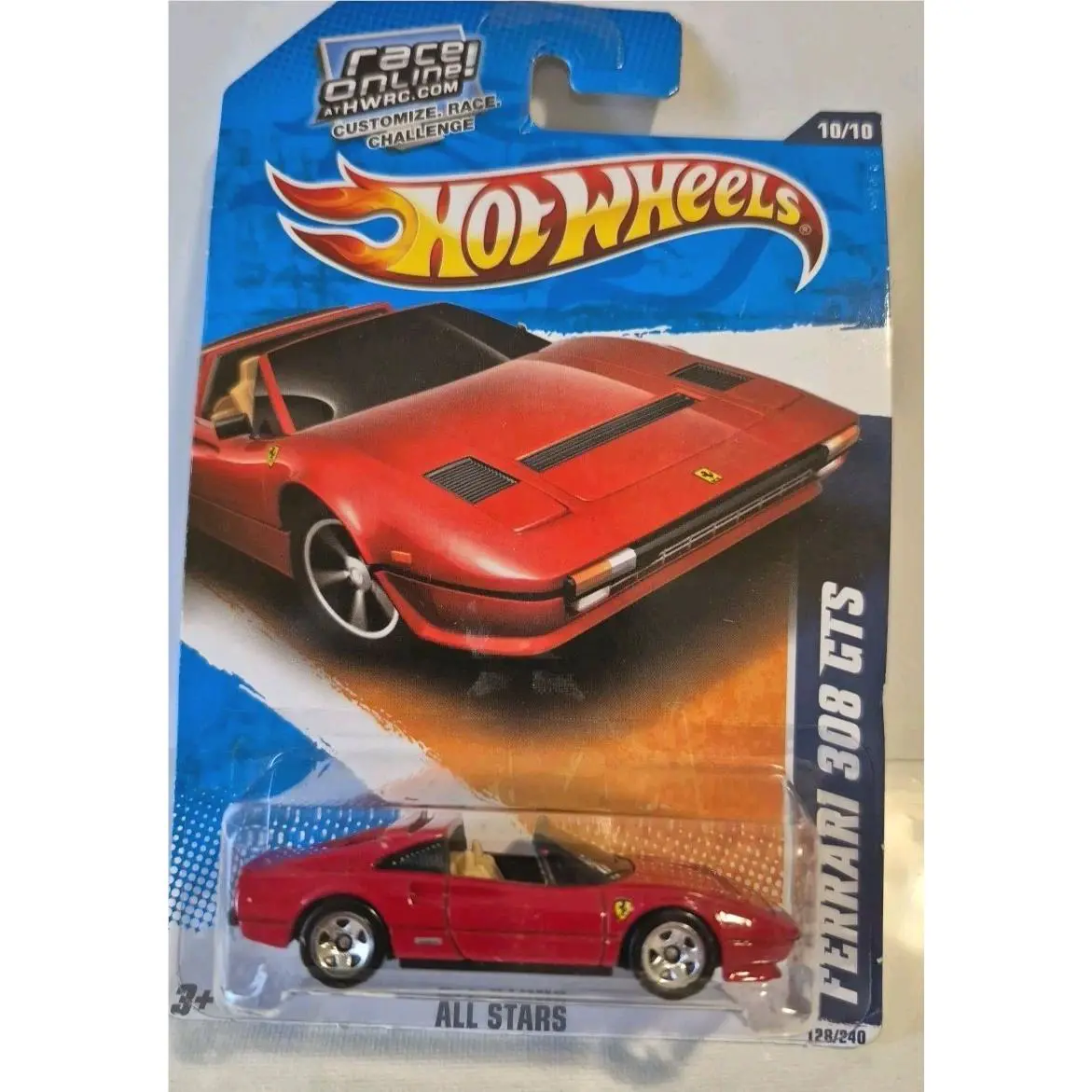 Hot Wheels Red Ferrari 308 Gts with Tan Seats 2011