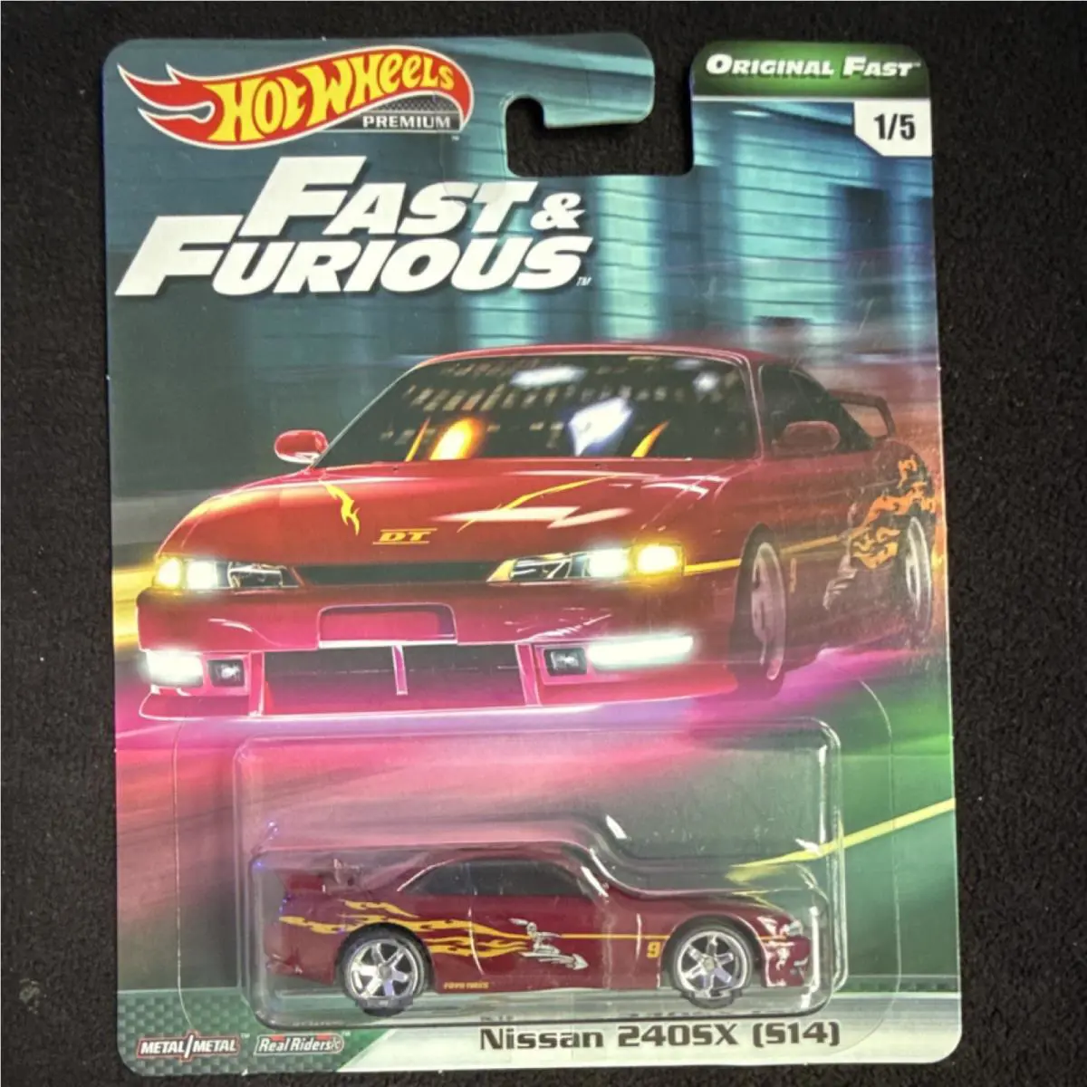 Hot Wheels Premium Real Riders Nissan 240SX S14 Fast Furious Red Yellow 1:64