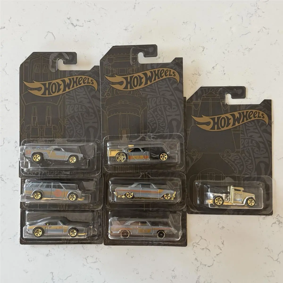 Hot Wheels 51st Anniversary Series Satin Chrome Complete Set + Chase Car