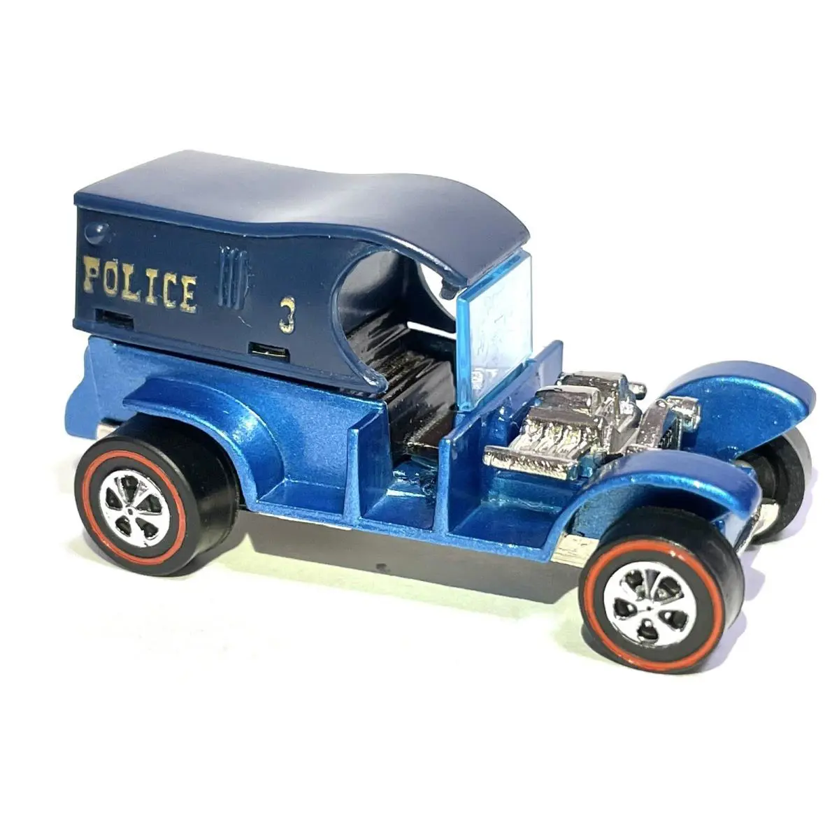 ⭐ Hot Wheels Custom Made Police 3 Paddy Wagon - Metallic Blue Paint Redline