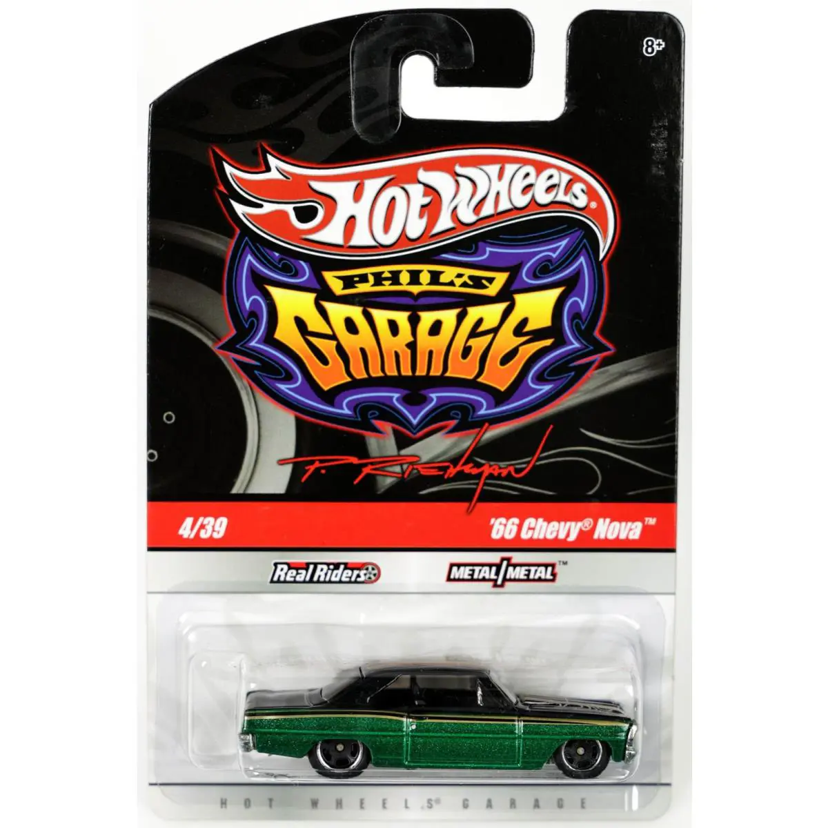 Hot Wheels 1966 Chevy Nova Chase Phil`s Garage - R3776 Nrfp 2009 Black/green