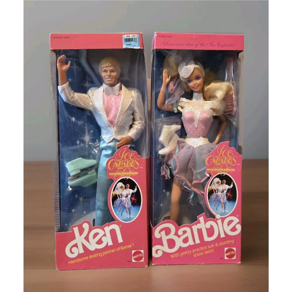 Barbie Ken Ice Capades 50th Anniversary 1989 Blonde Dolls 7365 7375