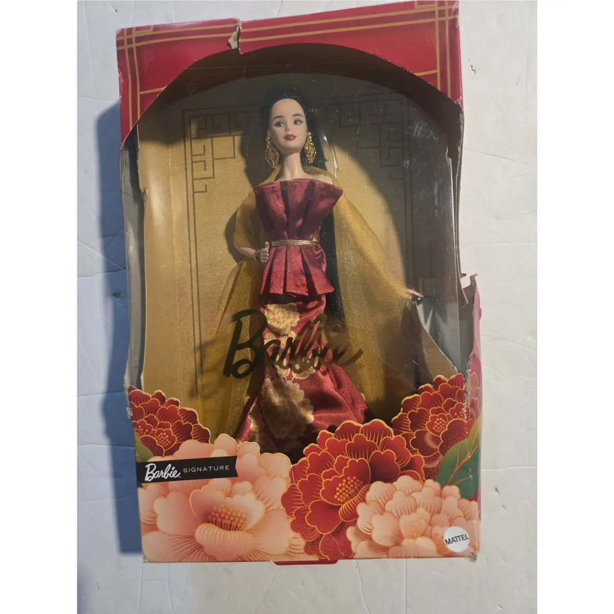 Mattel 2025 Lunar Year Barbie Signature Doll Girl Red Gown Damage Box