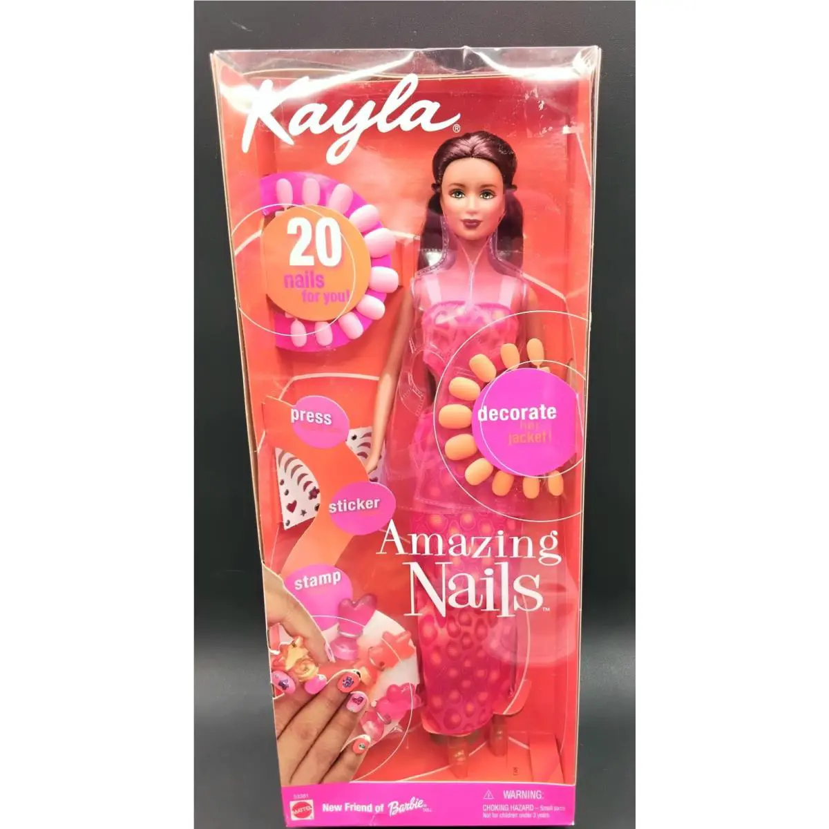 Vtg 01 Kayla Friend Of Barbie Amazing Nails Doll Orange Pink Nails 53381 Nrfb