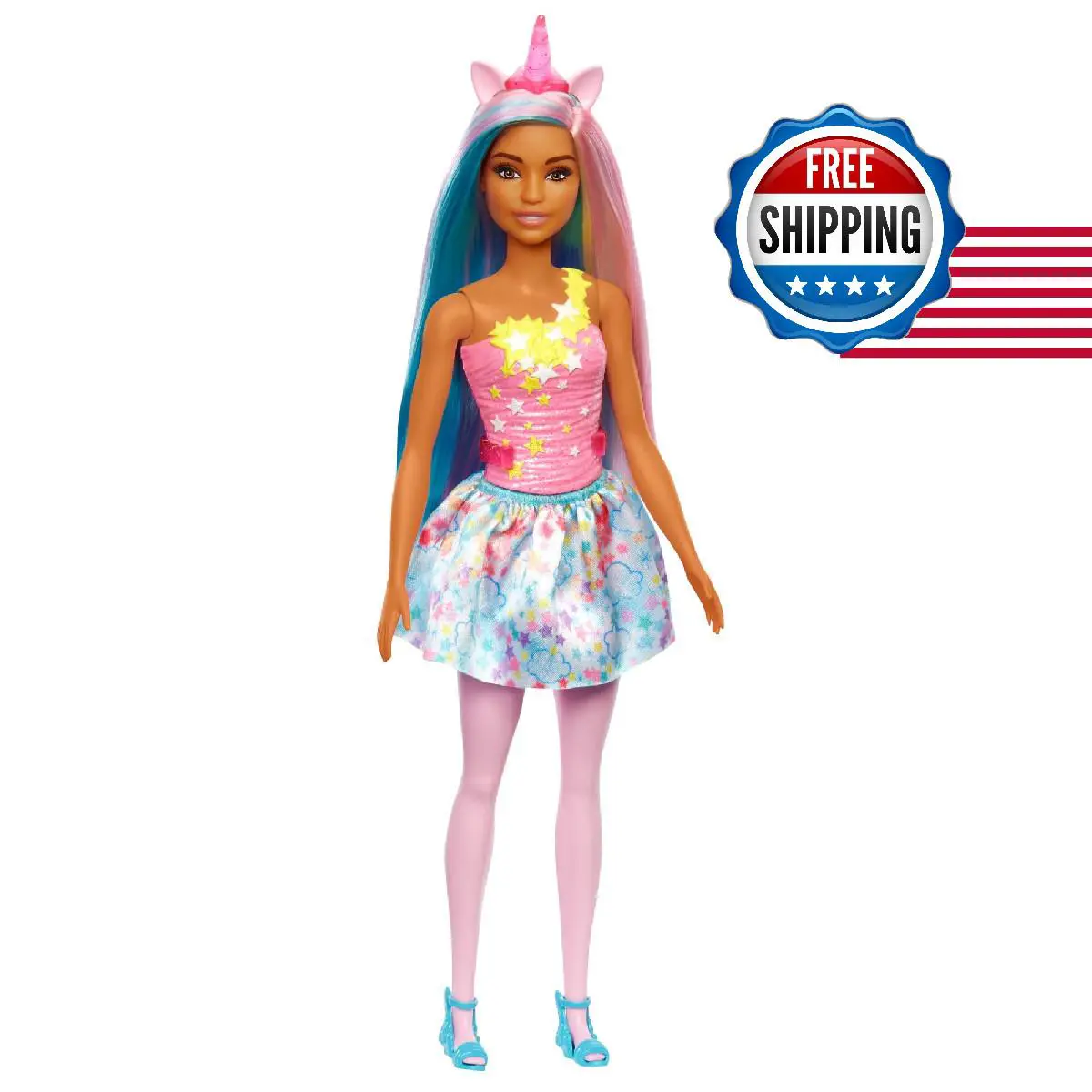 Barbie Dreamtopia Unicorn Fashion Doll with Blue Purple Hair Wesring Removable