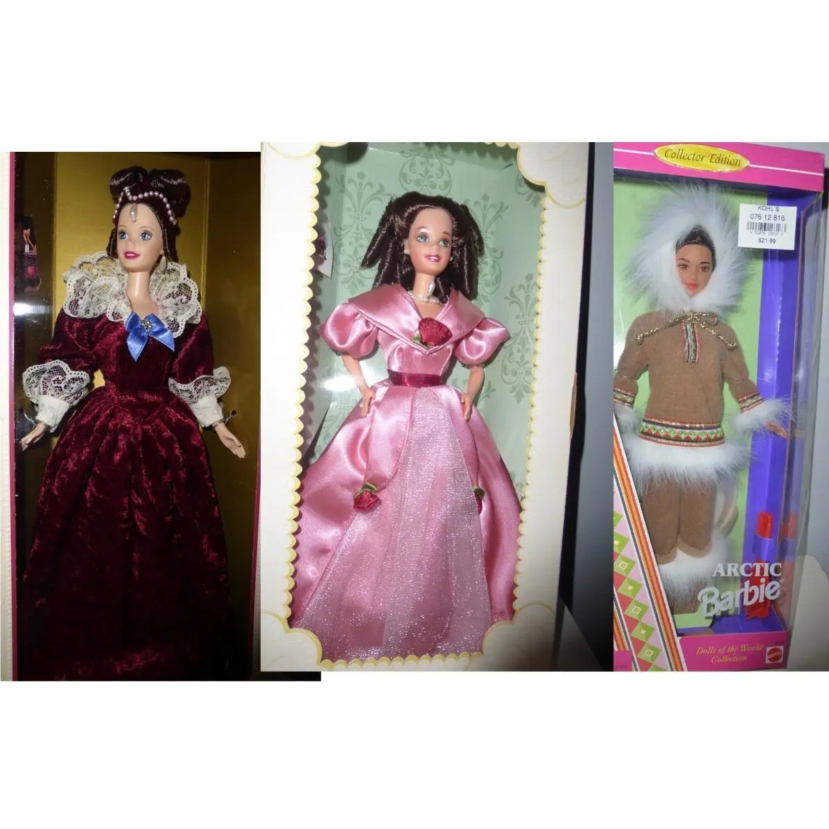3 Barbie “sweet Valentine” 1995 “be My Valentine” 1996 “arctic Eskimo”