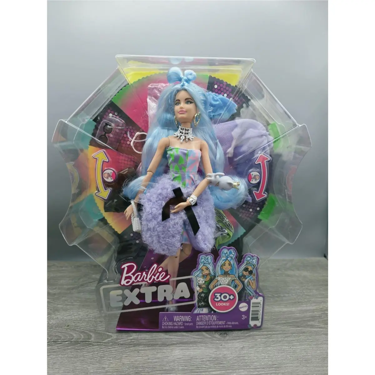 Mattel Barbie Extra Doll Blue Hair Mix Match 30 Plus Looks
