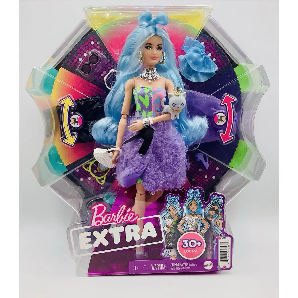 Mattel Barbie Extra Doll Blue Hair Mix Match 30 Plus Looks Damaged Package