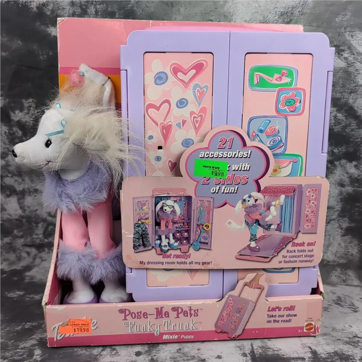 Barbie Pose-me Pets Funky Trunk Mixie Puppy 2002 Rolling Case 47843