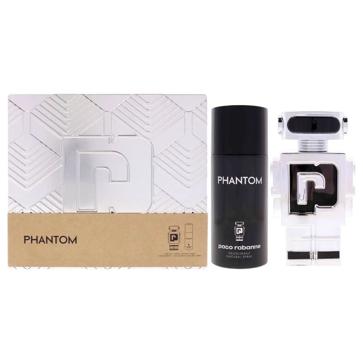 Phantom by Paco Rabanne For Men - 2 Pc 3.4oz Edt Spray 5.1oz Deodrant Spray