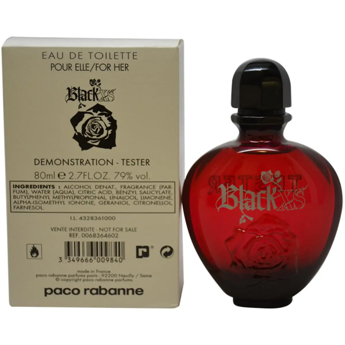 Black XS by Paco Rabanne For Women - 2.7 oz Edt Spray Tester