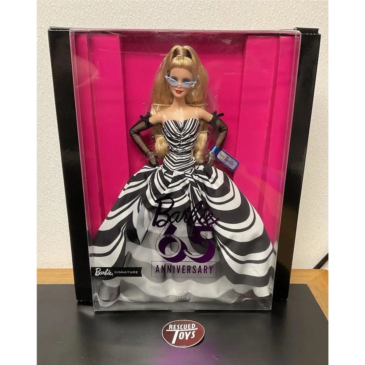 Barbie Signature 65th Anniversary Doll Blonde Hair Black White Gown HRM58 Nrfb