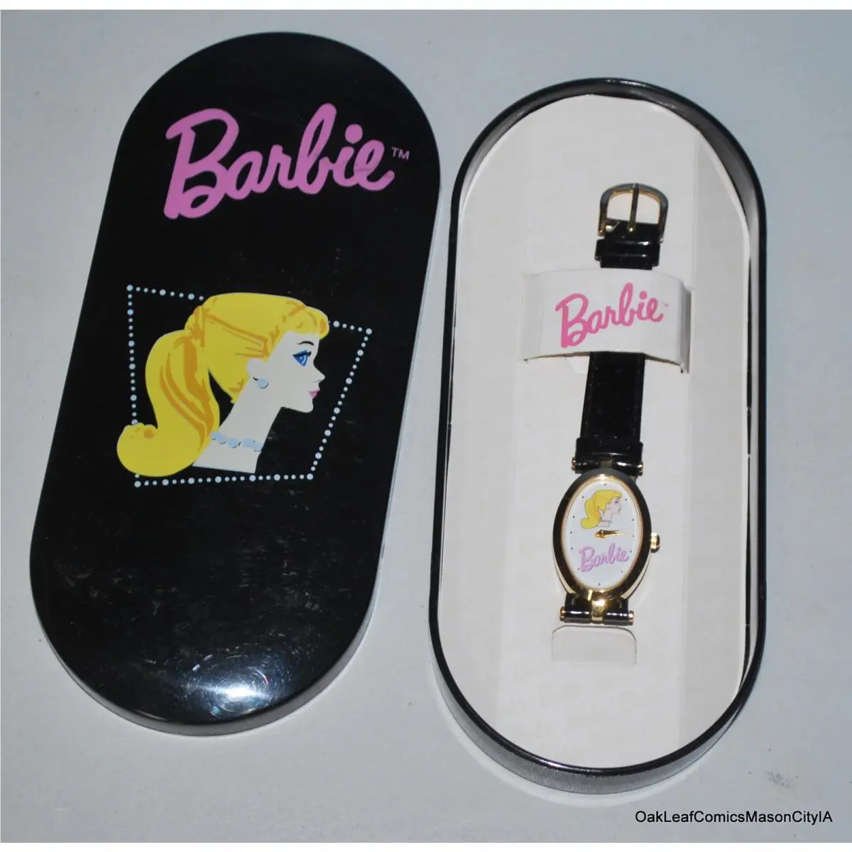 Vintage Barbie Ponytail Wrist Watch 1996 Leather Band Oval in Package