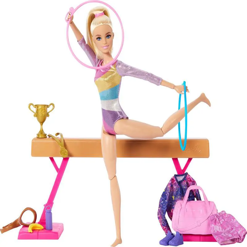 Barbie Gymnastics Doll Accessories Playset Blonde Fashion Doll C-clip For