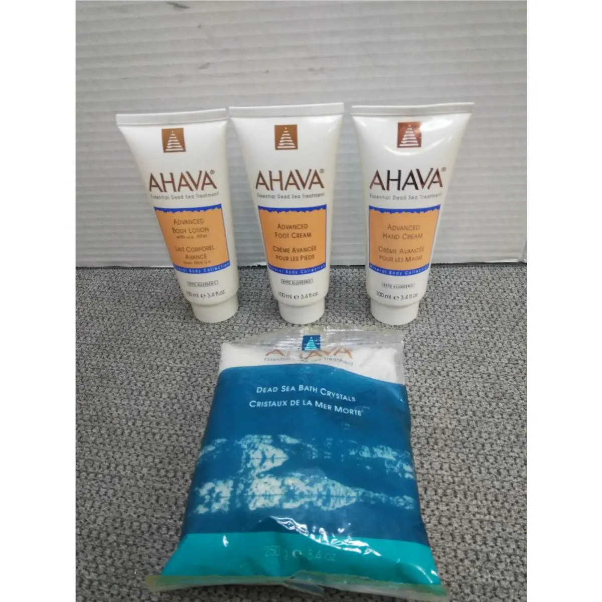Ahava Deadsea Advanced Body Lotion Hand Foot Cream 3.4 OZ Bath Crystal 8oz