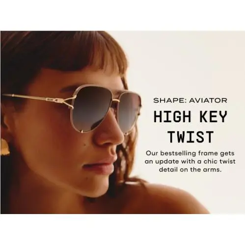 Quay Aviator High Key Twist 78612 Sunglasses 60-14-145 Pouch Cloth