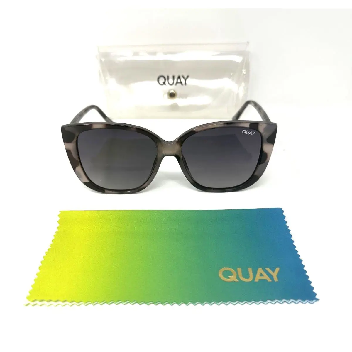 Quay Ever After Sunglasses Milky Tortoise Smoke Fade Lens UV Protect - Brown, Frame: Brown, Lens: Brown