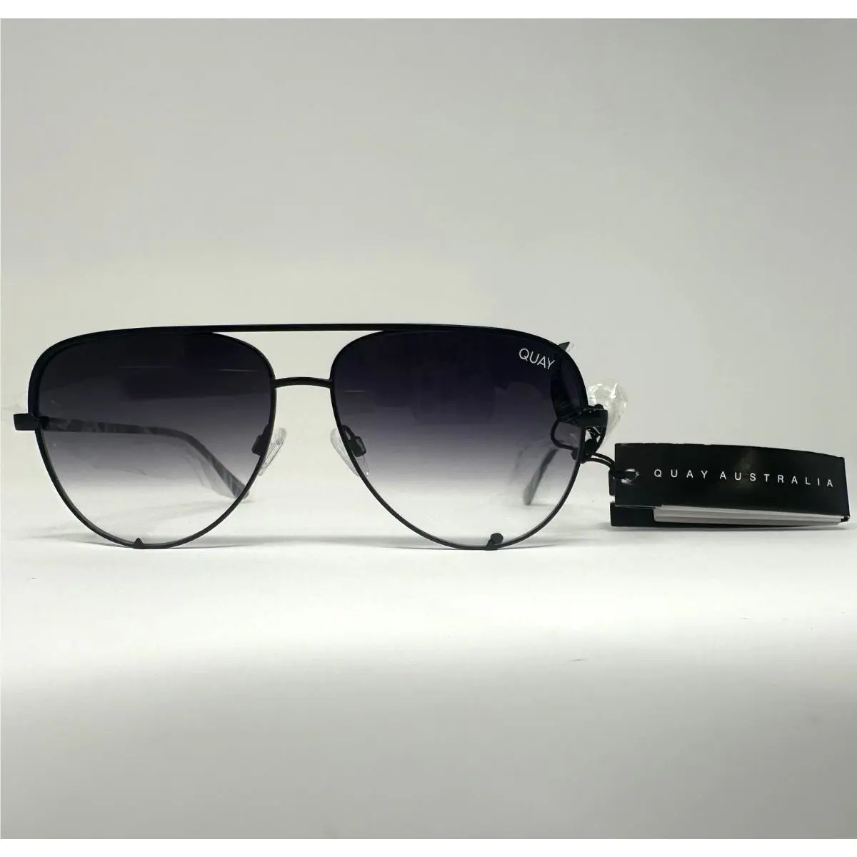 Quay High Key Mini Black Aviator Sunglasses Black Metal Frame Women’s Shades