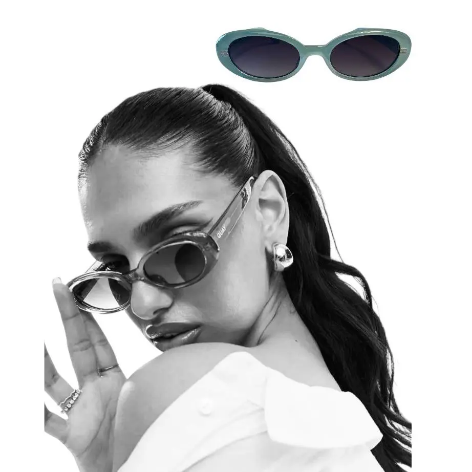 Quay Women`s Felt Cute Sunglasses 52mm Gradient Oval Mint / Smoke