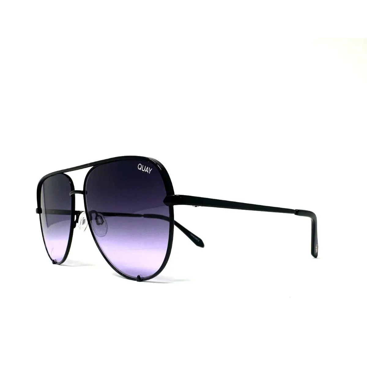 Quay Black Aviator Sunglasses Purple Gradient Lens Women’s UV Protection Stylish